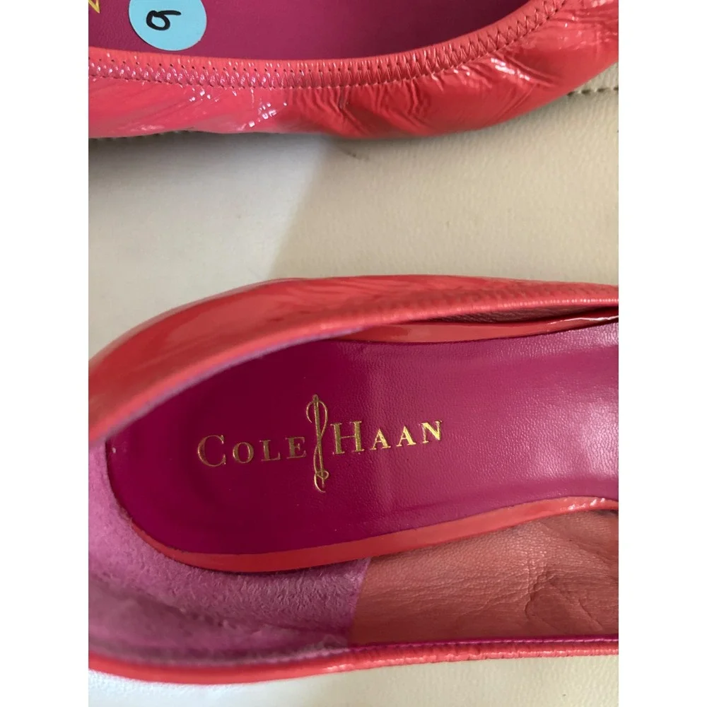 Cole Haan Nike Air Pink Patent Leather Peep Toe Wedge Pumps Womens 9